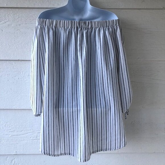 J. Roberts Size Large Off Shoulder 3/4 Tie Sleeve Flowy Boho Top - Picture 8 of 14